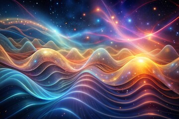 Obraz premium Mesmerizing cosmic waves of light with starry galaxy backdrop