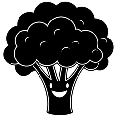 Cartoon vegetable broccoli silhouette icon