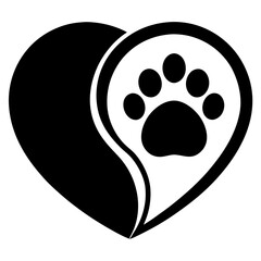 Pet love vector design with heart and paw minimal symbol for pet brand