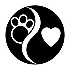 Pet love vector design with heart and paw minimal symbol for pet brand