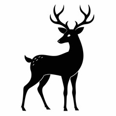 Vector deer silhouette on white background