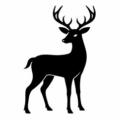 Vector deer silhouette on white background