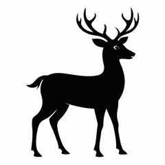 Vector deer silhouette on white background