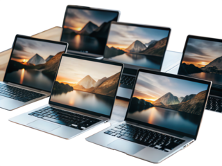 Laptops mockup isolation on white background
