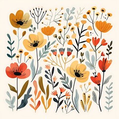 Naklejka premium Hand Drawn Floral Elements for Design