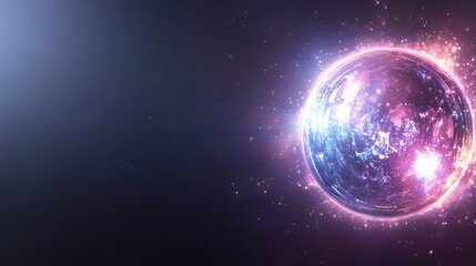 Fototapeta premium Glowing Orb with Purple and Blue Hues in a Dark Cosmic Background