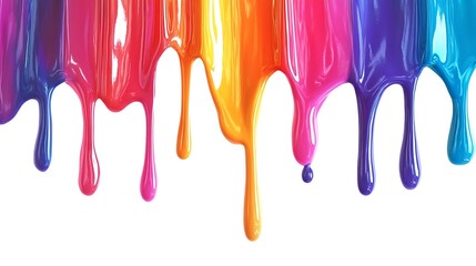 A vibrant splash of colorful paint drips, showcasing a blend of hues for artistic inspiration.