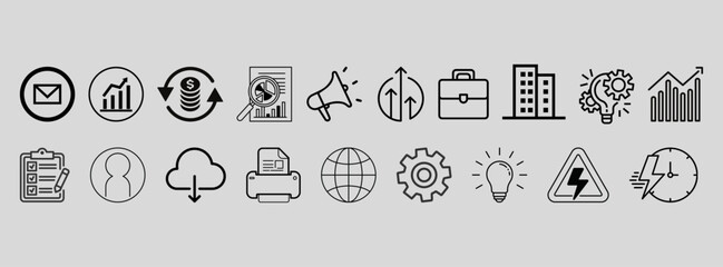 Office and Business Editable Icons set. Vector illustration in modern thin-line style of business
