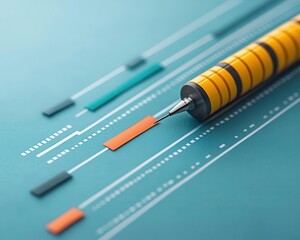 A series of digital markers on a project timeline, symbolizing key milestones and organized planning