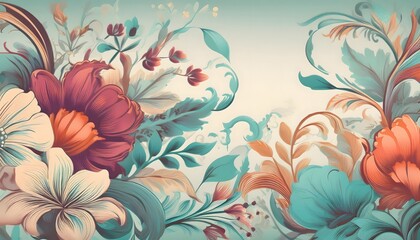 Vintage floral motifs with pastel background tones