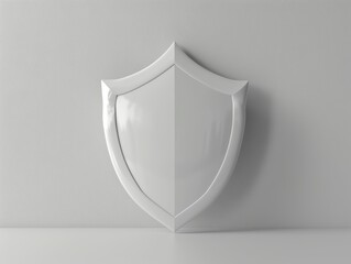 A white shield with a curved edge