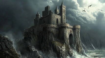 Fototapeta premium A castle where political injustice is the foundation, built on the backs of the oppressed, crumbling under its own weight
