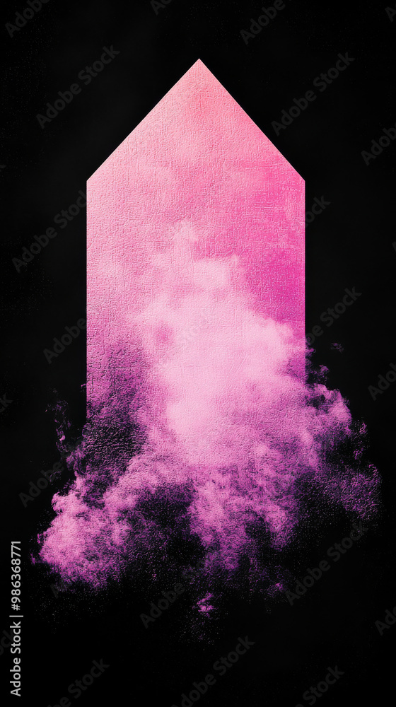 Sticker pink powder explosion in a geometric frame.