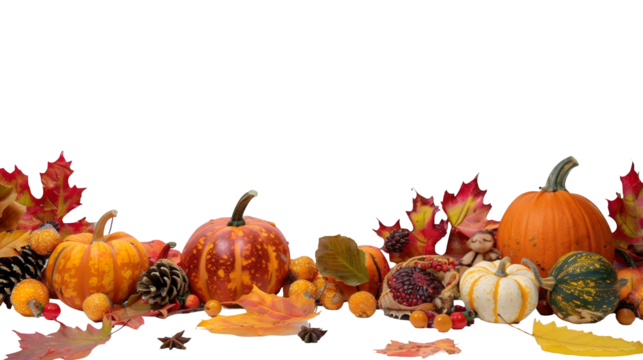 Thanksgiving themed simple banner, PNG file, isolated on white, transparent background