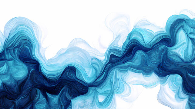 Abstract zentangle design featuring flowing waves in varying shades of blue on a white background, generative ai. Zentangle. Illustration