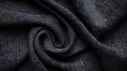 Fototapeta premium A close-up view of dark fabric with a textured pattern, showcasing its folds and weave.