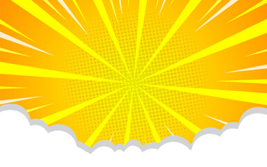  abstract background with light of sunburst. yellow starburst with halftone. sun ray retro background