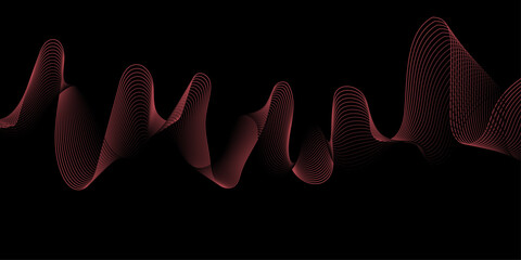 Red Abstract Wave Lines on Black Background. red and black abstract. modern abstract banner