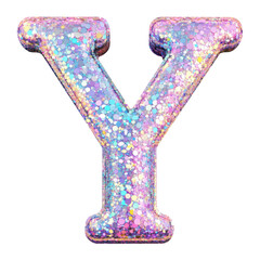 Fototapeta premium Disco style Y alphabet Realistic 3D on white background. Generative AI