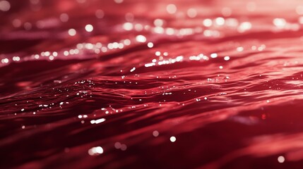 Close-up of shimmering red water with gentle waves, creating a striking visual effect and intriguing patterns.