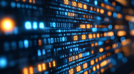 Colorful digital display with vibrant lights and patterns showcasing technology and data visualization in a modern setting