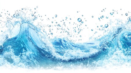 Dynamic wave splashes in vibrant blue tones, capturing the essence of ocean beauty and natural movement. Perfect for aquatic themes.