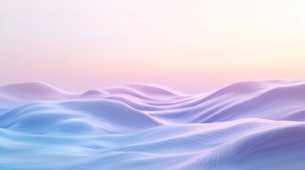 Pastel colored abstract landscape featuring rolling hills under a gradient sky, creating a serene and dreamy atmosphere