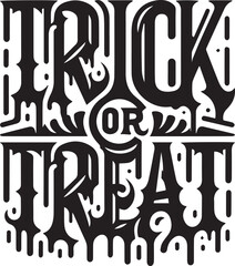 Trick or treat Halloween typography design silhouette vector illustration isolated on a white background