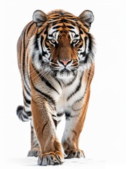 Fototapeta premium A tiger is walking on a snowy surface