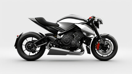A futuristic custom motorcycle with a sleek black and chrome finish, showcasing cutting-edge design and powerful engineering.