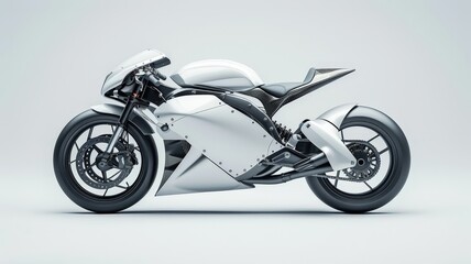 Obraz premium A futuristic custom motorcycle with a sleek black and chrome finish, showcasing cutting-edge design and powerful engineering.