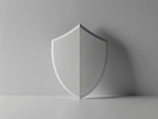 A white shield with a black border