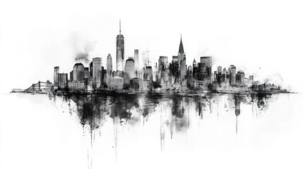 Fototapeta premium Paterson, New Jersey, black and white pen pencil hand-drawn effect drawing illustration for travel poster, card, wallpaper, backdrop or banner. Modern, clear, artistic and simple