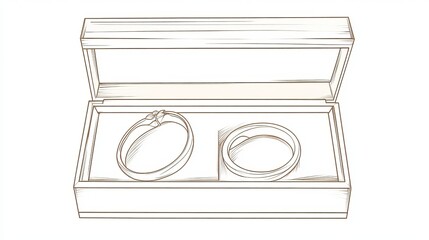 Obraz premium Continuous line drawing of a wedding ring in a box Oneline wedding rings illustration