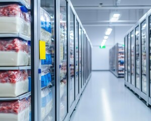 Warehouse refrigeration system keeping dairy and frozen products fresh, efficient cold storage layout