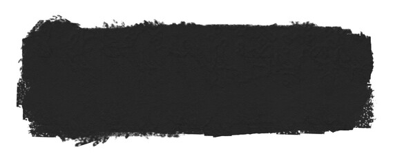 Black brush stroke with a textured surface on a transparent background