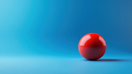 Red Sphere on Blue Gradient Background for Minimalist Design Concepts
