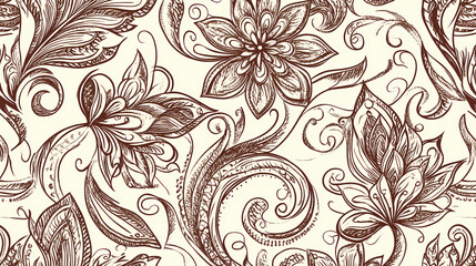 Abstract seamless pattern with floral element henna style vector image. Henna Design. Illustration
