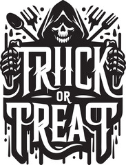 Trick or treat Halloween typography design silhouette vector illustration isolated on a white background