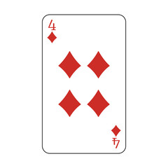 The playing card is red diamond number four.