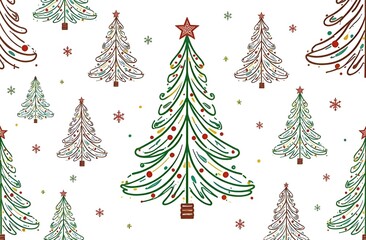 Obraz premium Seamless pattern with trees Christmas background, textile and paper pattern, holiday background, pattern, banner, Christmas decoration, New Year, nice, AI art work