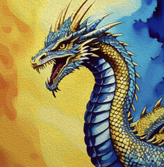 Fototapeta premium Dragon . Chinese banner, happy new year poster. Oil painting