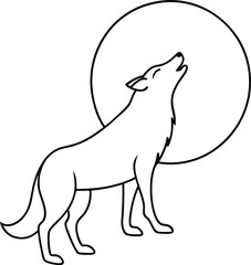 Epic Wolf Howling at Nightfall Vector Illustration Design
