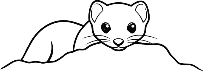 Sneaky weasel emerging from rocks vector art capturing nature in detail
