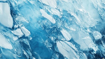 aerial view of fractured ice sheet in polar region intricate patterns of blue and white creating abstract landscape climate change visualization with stark beauty