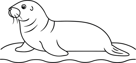 Serene Seal Resting in Sunlight Vector Illustration of Coastal Calm
