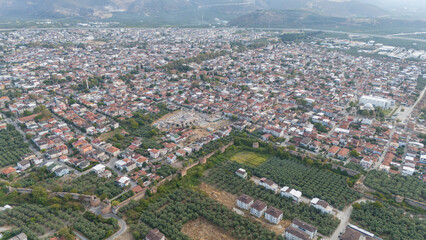 Obraz premium Aerial view of the historical city of Iznik by the Iznik Lake, Turkey.