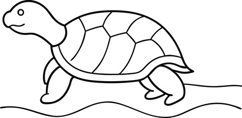 Turtle walking on the beach serene summer day vector illustration of nature
