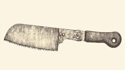 Handdrawn sketch of a handsaw woodworking tool Detailed vintage etching style drawing saw vector illustration