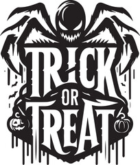 Trick or treat Halloween typography design silhouette vector illustration isolated on a white background